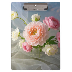 Delicate Timeless Elegant Pink Flowers Clipboard