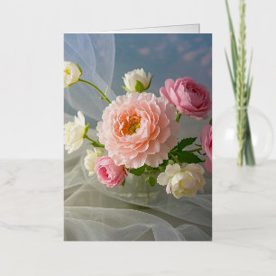 Delicate Timeless Elegant Pink Flowers Foil Greeting Card