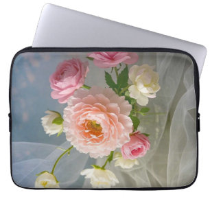 Delicate Timeless Elegant Pink Flowers Laptop Sleeve