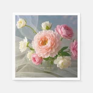 Delicate Timeless Elegant Pink Flowers Napkin