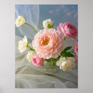 Delicate Timeless Elegant Pink Flowers Poster