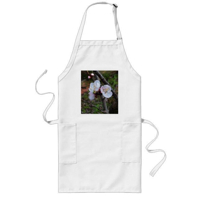 Delicate Trio: Three Dainty Blossom Blooms on Tree Long Apron (Front)