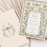 Delicate Tulips Nouveau Wedding Dragonfly Floral Invitation<br><div class="desc">This exquisite wedding invitation features a delicate Art Nouveau design, adorned with a beautifully detailed dragonfly and soft floral motifs in pastel shades of yellow and green. The front of the card showcases the intricate dragonfly artwork, surrounded by elegant flowers and leaves, creating a serene and sophisticated atmosphere. The detailed...</div>