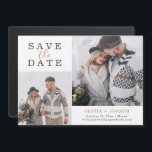 Delicate | Two Photo Wedding Save The Date Magnetic Invitation<br><div class="desc">This simple and stylish wedding save the date magnetic card features two of your favourite personal photos,  along with classic elegant dark grey text and faux rose gold script for a stunning minimalist look.</div>
