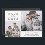 Delicate | Two Photo Wedding Save The Date Magnetic Invitation<br><div class="desc">This simple and stylish wedding save the date magnetic card features two of your favourite personal photos,  along with classic elegant dark grey text and faux rose gold script for a stunning minimalist look.</div>