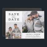 Delicate | Two Photo Wedding Save The Date Magnetic Invitation<br><div class="desc">This simple and stylish,  black and white wedding magnetic save the date card features two of your favourite personal photos,  along with classic elegant text and script for a stunning minimalist look.</div>