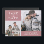 Delicate | Two Photo Wedding Save The Date Magnetic Invitation<br><div class="desc">This simple and stylish,  dusty rose wedding save the date magnetic card features two of your favourite personal photos,  along with classic elegant text and script for a stunning minimalist look.</div>