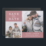 Delicate | Two Photo Wedding Save The Date Magnetic Invitation<br><div class="desc">This simple and stylish,  dusty rose wedding save the date magnetic card features two of your favourite personal photos,  along with classic elegant text and script for a stunning minimalist look.</div>