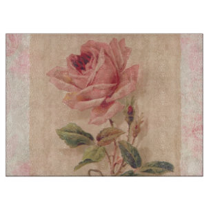 Delicate Victorian Pink Rose Cutting Board