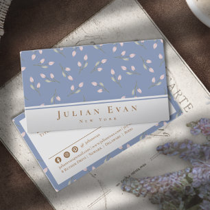 Delicate Vintage Floral Dusty Blue Business Card