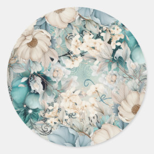 Delicate Vintage Inspired Floral  Classic Round Sticker