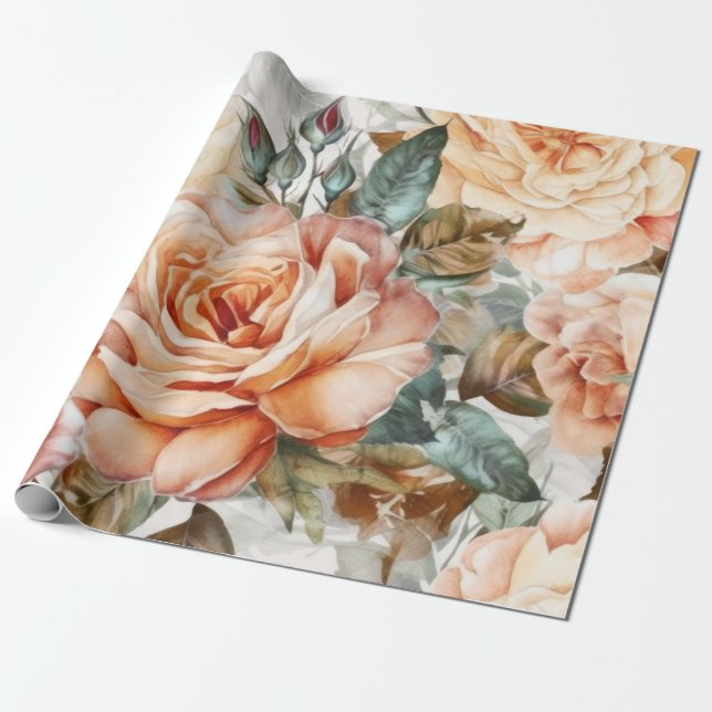 Delicate Vintage Peach  Wrapping Paper (Unrolled)