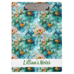 Delicate Water Lily Pattern Name Clipboard