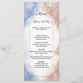 Delicate watercolor allude to wave Wedding Menu