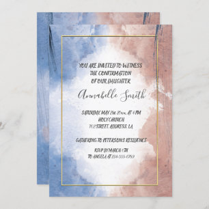 Delicate watercolor allude to waves CONFIRMATION Invitation