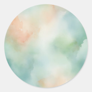 Delicate Watercolor Background with Pastel Wash Classic Round Sticker