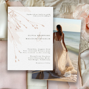 Delicate Watercolor Botanical Floral Wedding Photo Invitation