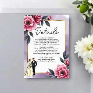Delicate Watercolor Floral Bride And Groom Wedding Enclosure Card