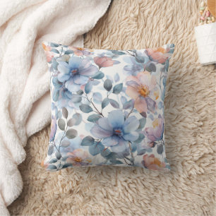 Delicate watercolor floral pattern in pastel colou cushion