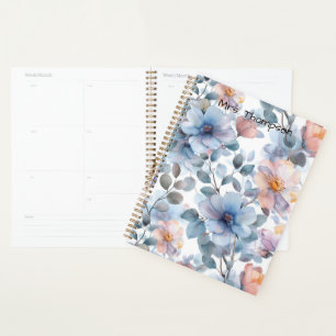 Delicate watercolor floral pattern in pastel colou planner