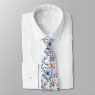 Delicate watercolor floral pattern in pastel colou tie