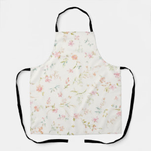 Delicate Watercolor Floral Pattern   Pink Blossom  Apron