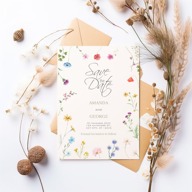Delicate Watercolor Floral Save The Date (Creator Uploaded)