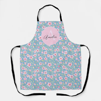 Delicate watercolor flowers  apron