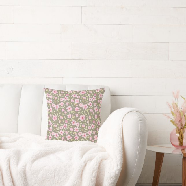 Delicate watercolor flowers  cushion (Couch)