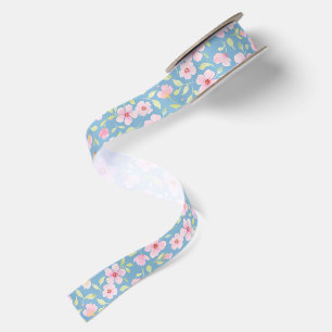 Delicate watercolor flowers satin ribbon