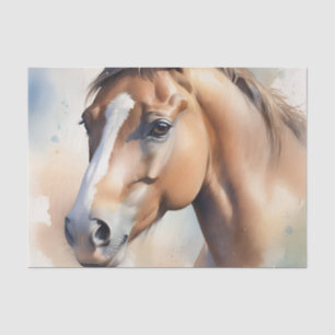 Delicate Watercolor Horse Portrait in Soft Pastel Tissue Paper