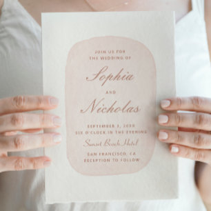 Delicate watercolor pastel blush pink wedding invitation