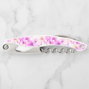 Delicate Watercolor Pink Flowers Corkscrew
