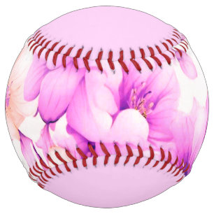 Delicate Watercolor Pink Flowers Softball