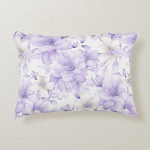 Delicate Watercolor Purple Flowers  Decorative Cushion
