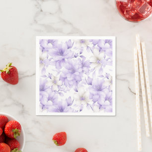 Delicate Watercolor Purple Flowers  Napkin