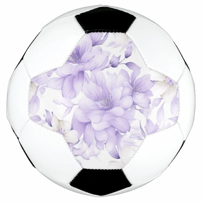 Delicate Watercolor Purple Flowers  Soccer Ball (Front)