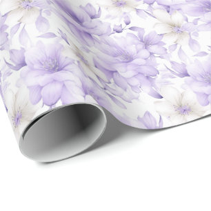Delicate Watercolor Purple Flowers Wrapping Paper