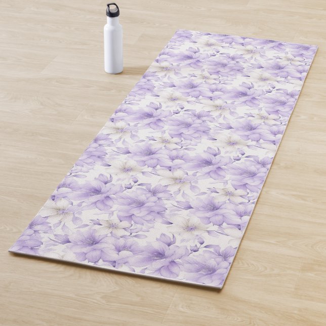Delicate Watercolor Purple Flowers  Yoga Mat (In Situ)
