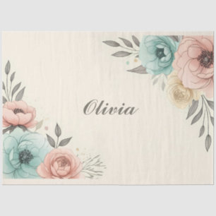Delicate Watercolor Sketchy Flowers Tissue Paper