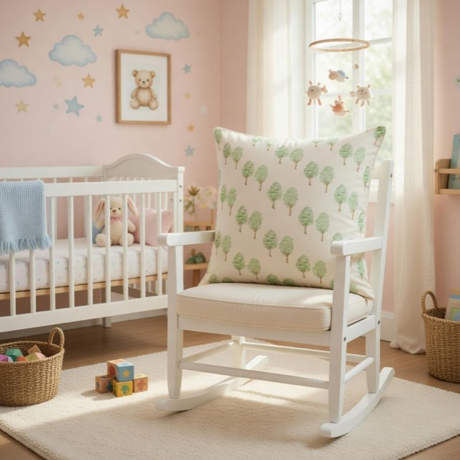 Delicate Watercolor Trees Pattern Light Green  Cushion (Creator Uploaded)