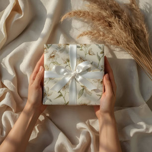 Delicate Watercolor White Floral Pattern Wrapping Paper