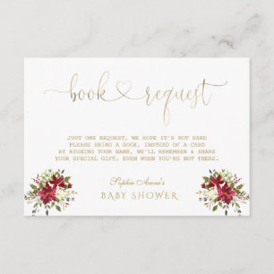 Delicate Watercolour Poinsettia Gold Baby Shower Enclosure Card