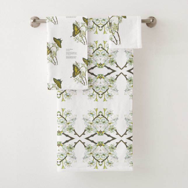 Delicate Watercolour Yellow Swallowtail Bath Towel Set (Insitu)