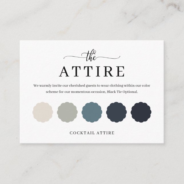 Delicate Wedding Colour Palette Attire Cards (Front)