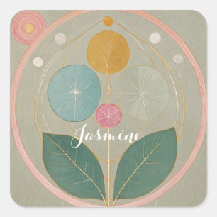 Delicate Whimsy: Abstract Pastel Flower Square Sticker