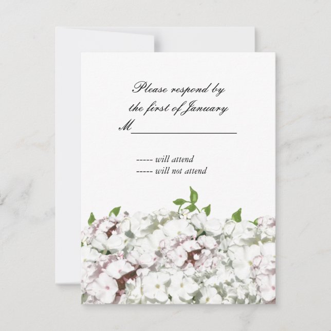 Delicate White and Blush Floral Reply Card (Front)
