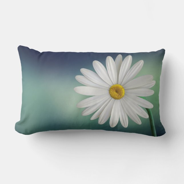 Delicate White Daisy Lumbar Cushion (Front)