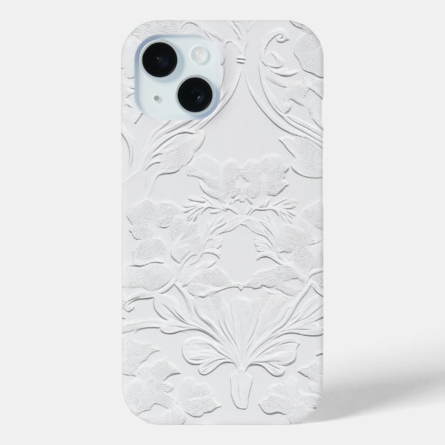 Delicate White Floral Embossed Phone Case (Back)