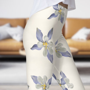 Delicate White Floral Petals Pattern Leggings